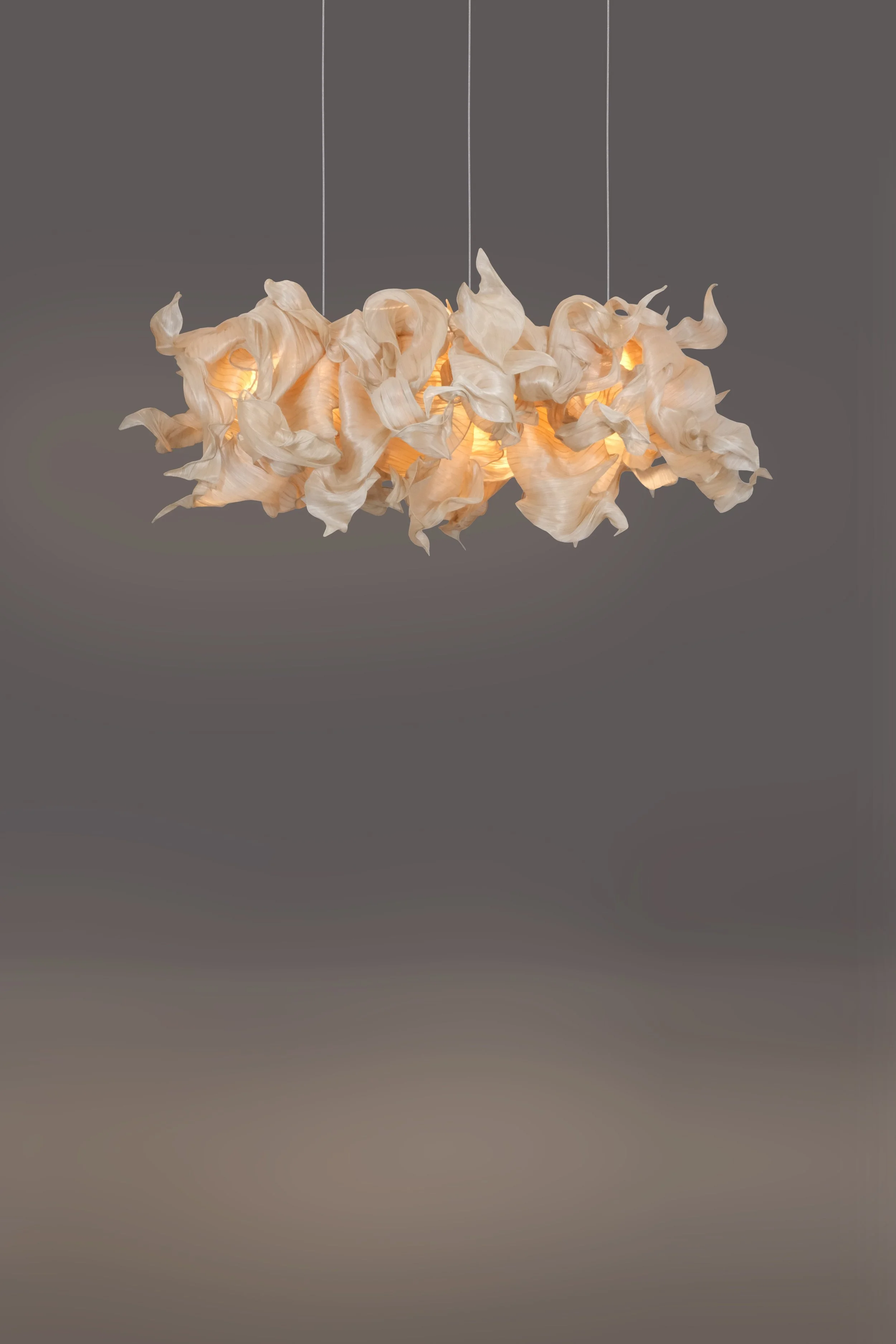 Modern Fabric Pendant Hand-Painted Light, Sirenetta, by Studio